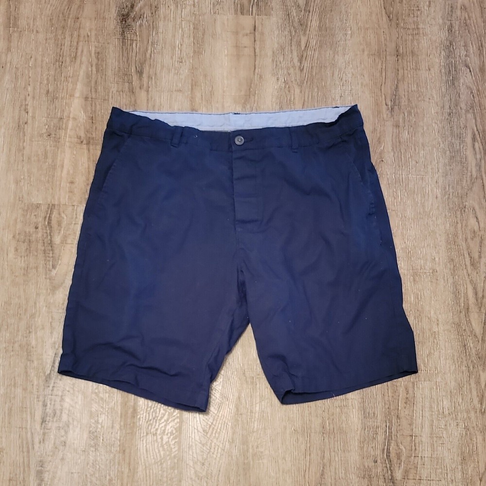 Divided Flat Front High Rise Shorts Sz 36 Navy Blue 8.5" Inseam